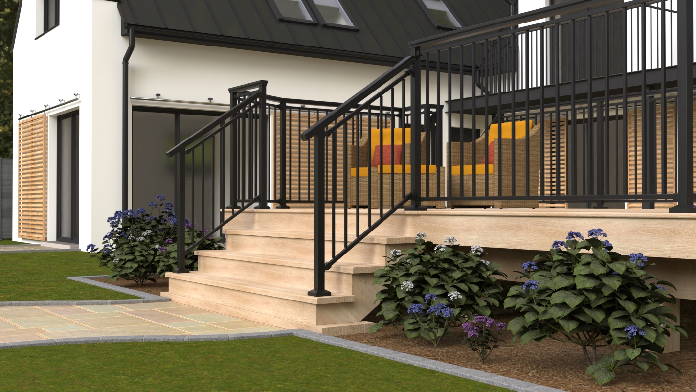 fortitude render 23jpg Fortitude Railing with capping handrail